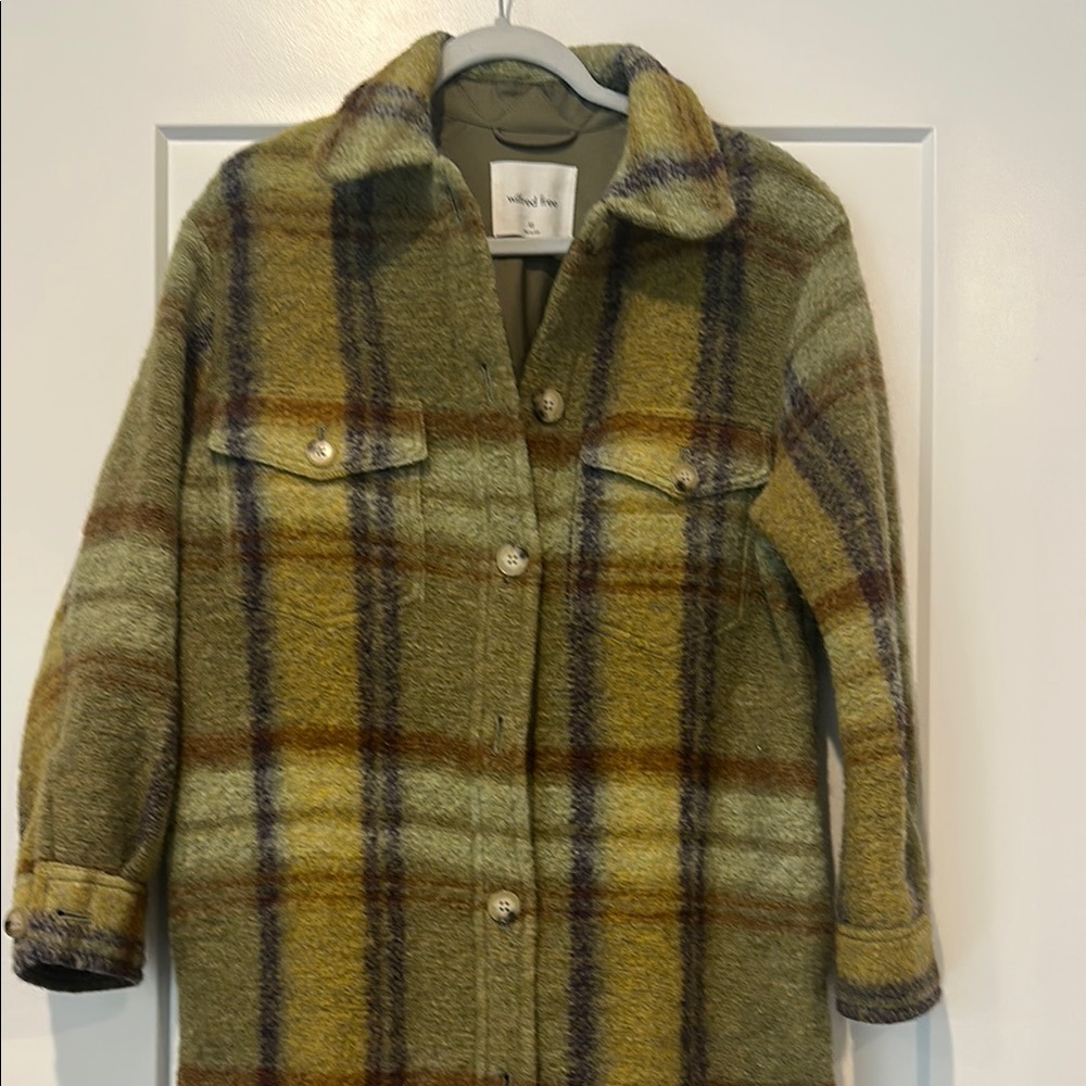 Plaid Wool Blend Coat